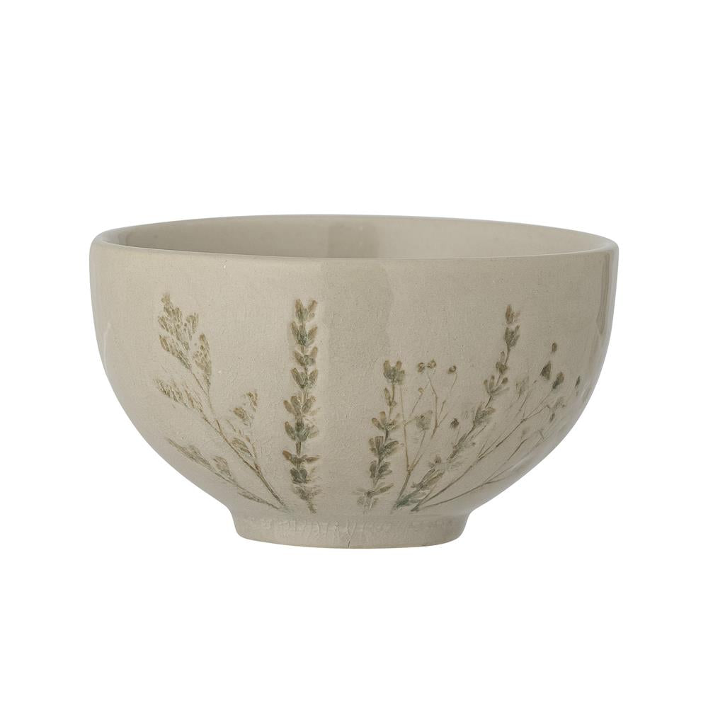 Bloomingville Bea Schüssel, Natur, 300ml, Steingut, mit Blumenmotiv, dänisches Design