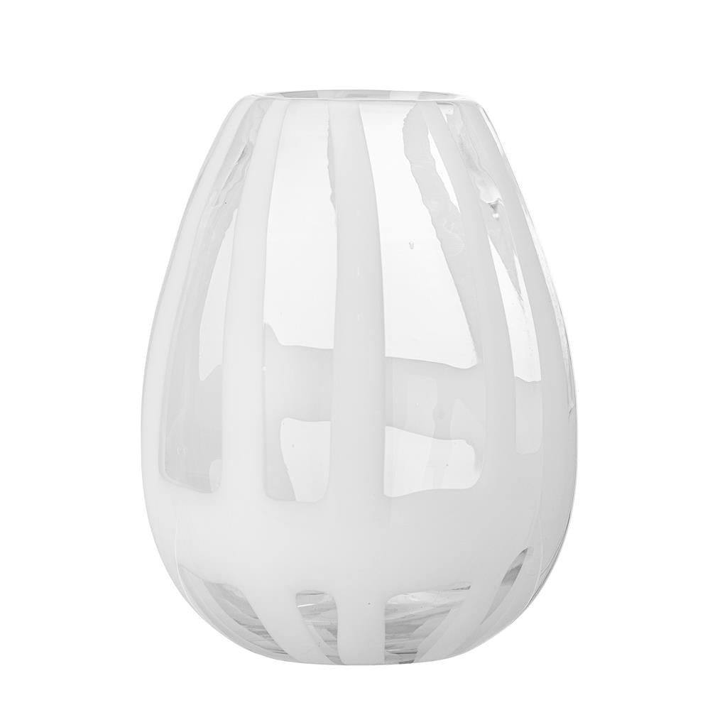 Bloomingville Cosmin Vase in Weiß, 18cm, aus Glas mundgeblasen