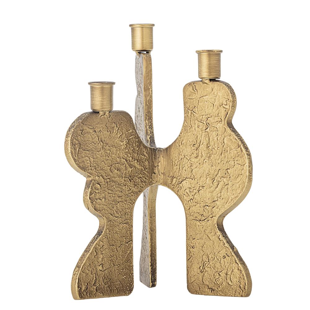 Bloomingville Lux Kerzenhalter, Gold, Metall – 3-flammiger Eyecatcher mit strukturierter Oberfläche
