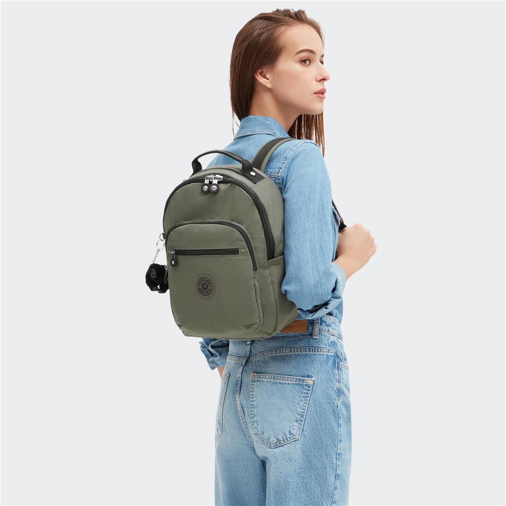 Kipling SEOUL S, Kleiner Rucksack, Green Moss (grün), 14L, mit 11-Zoll-Tabletfach