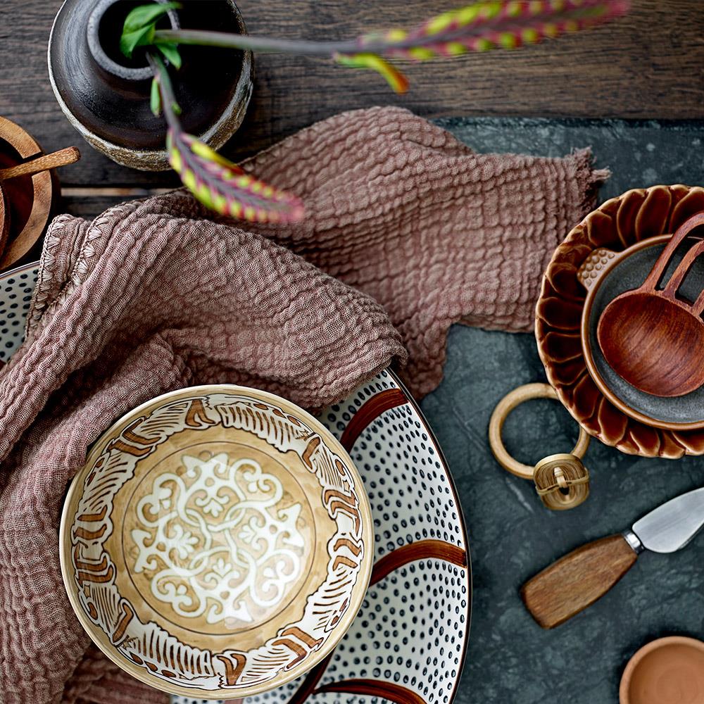 Bloomingville Crina Vase, Braun, Steingut, 16 cm, reaktive Glasur, rustikales Design