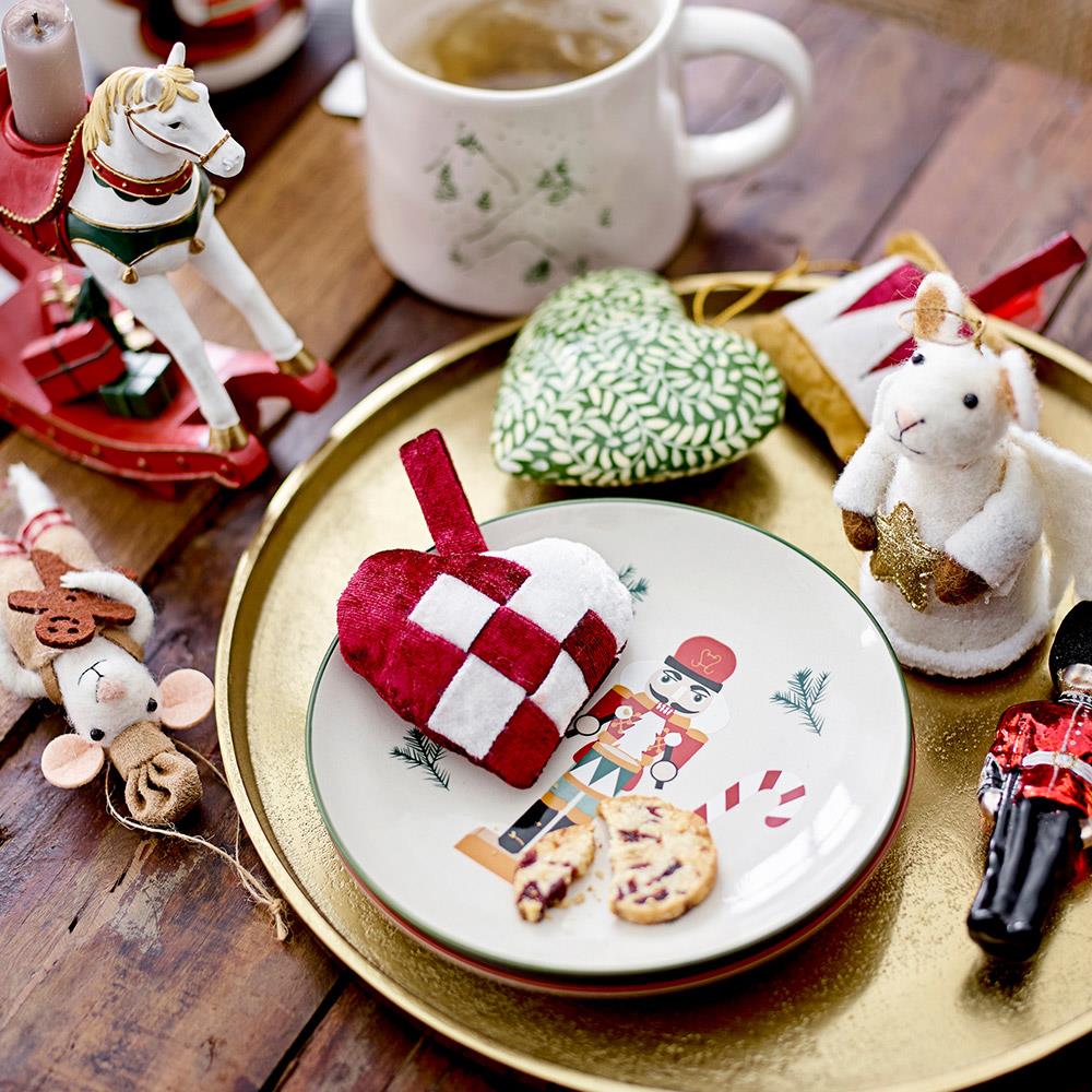 Bloomingville Jolly Teller, 2er Set – Weihnachtsteller Ø16 cm mit Nussknackermotiv, dänisches Design