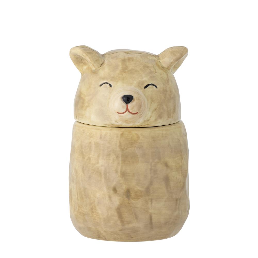 Bloomingville MINI Puk Gefäß mit Deckel, Bär, Braun, Steingut