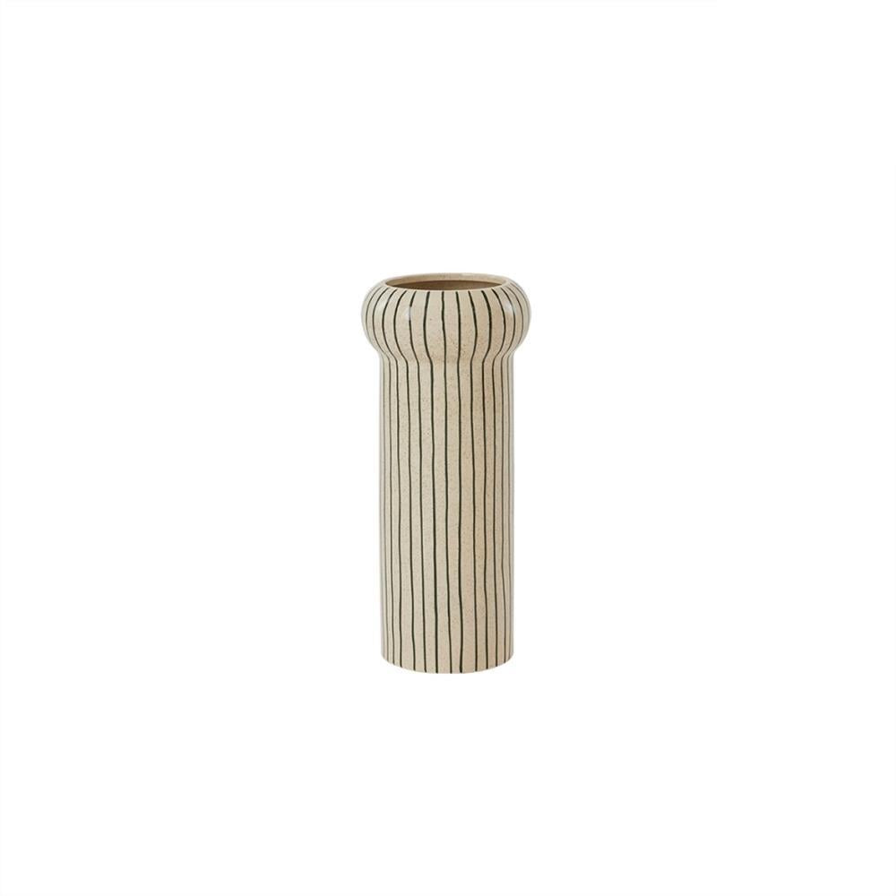 OYOY Aki Blumenvase 18,5 x 42 cm Steingut Naturweiß Dekovase