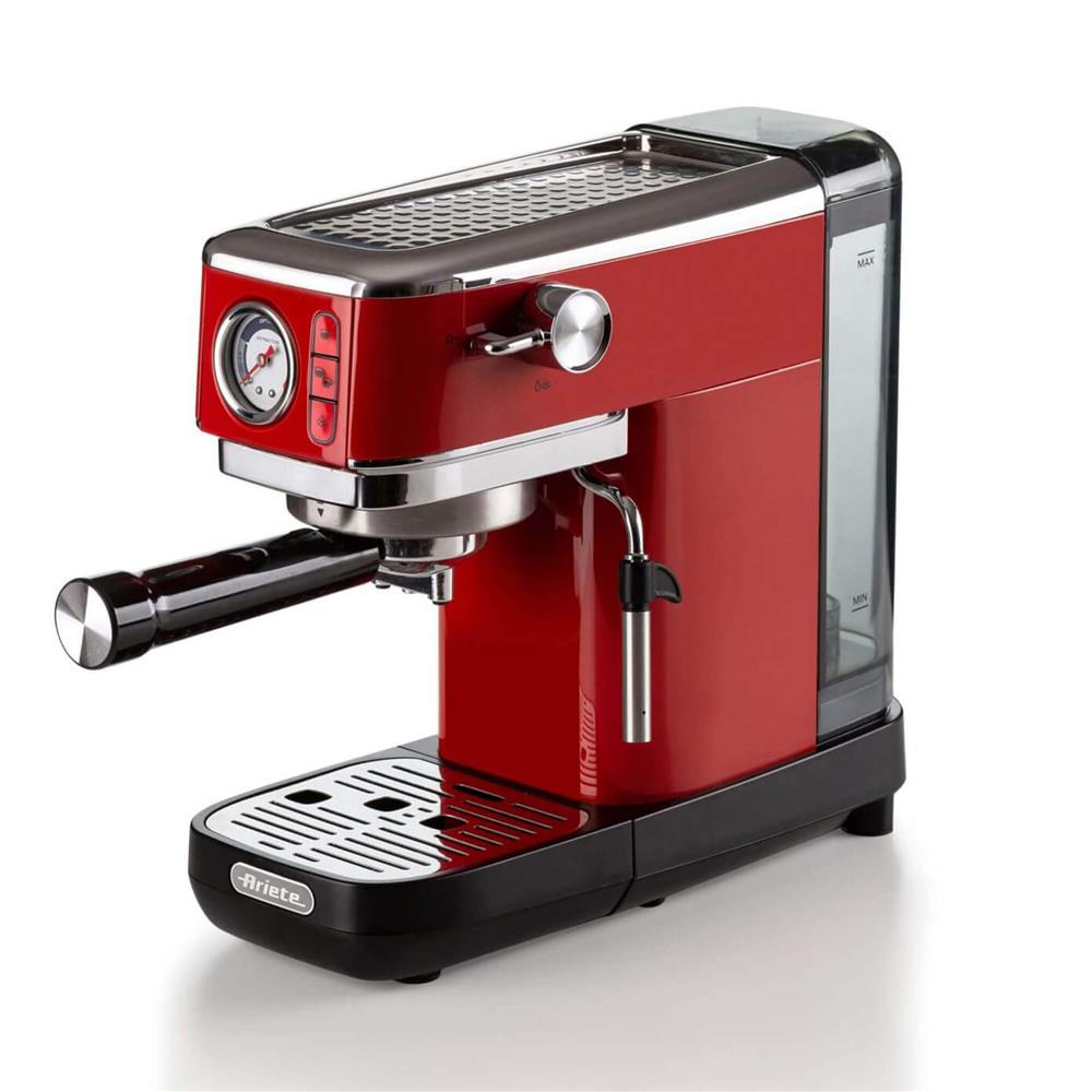 Ariete Moderna Espressomaschine Slim, Rot, Siebträgermaschine, 1-Tassen-Kaffeemaschine