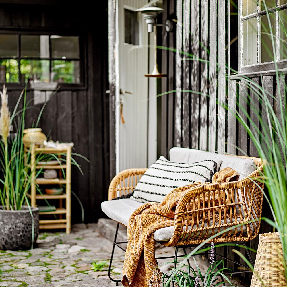 Bloomingville Ginna Decke Braun 160x130 cm – Recycelte Baumwolle mit Wellenmuster