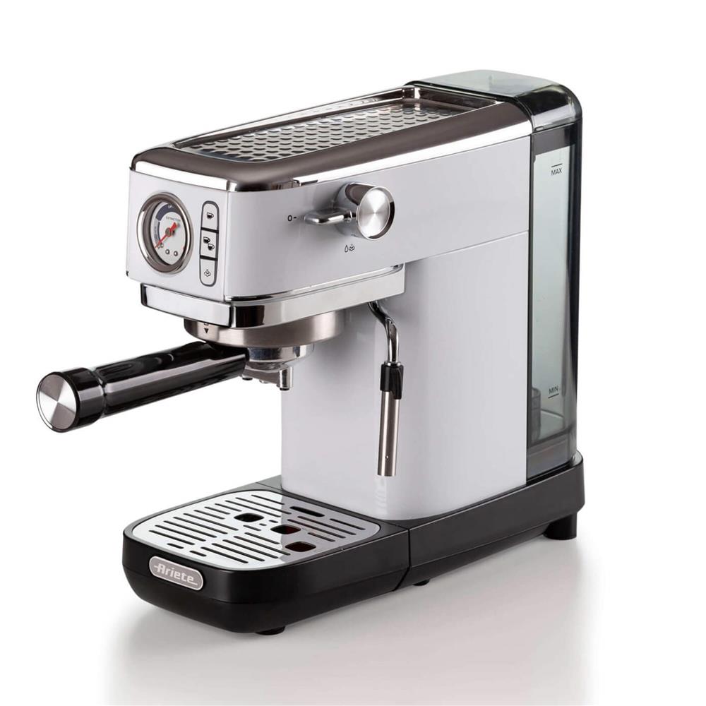 Ariete Moderna Espressomaschine Slim, Weiß, Siebträgermaschine, 1-Tassen-Kaffeemaschine