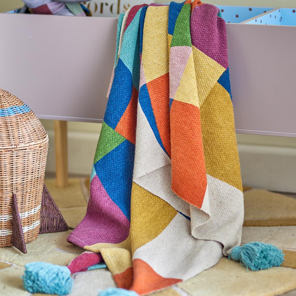 Bloomingville MINI Colorine Decke Bunt Baumwollmix 160x130cm Kinder