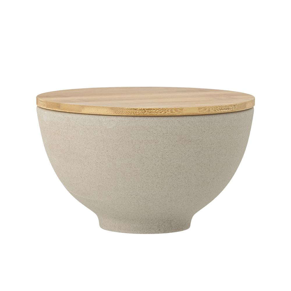 Bloomingville Lee Schale mit Deckel Steingut Beige 19,5 x 10 cm