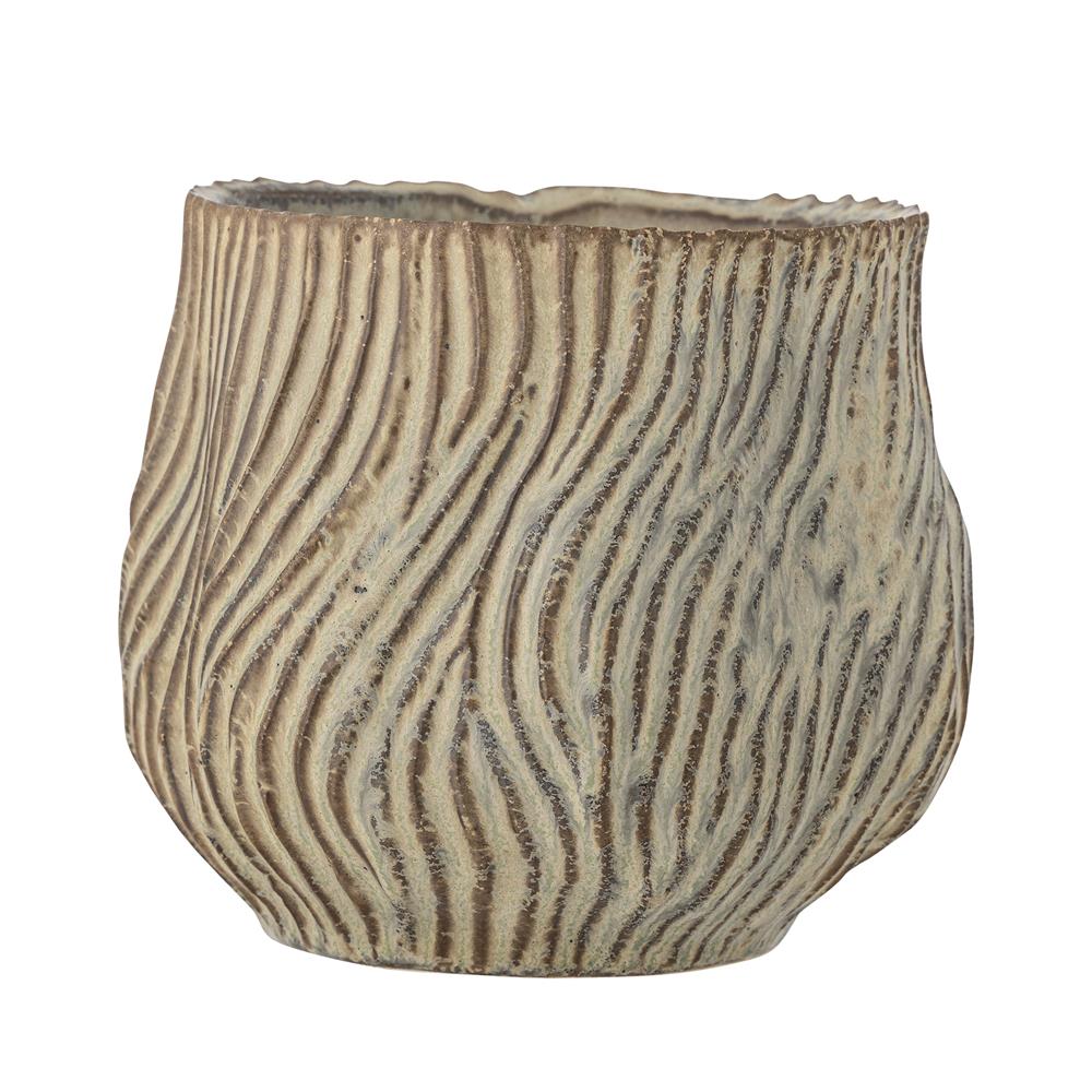 Bloomingville Dua Blumentopf Grün Ø19 cm – Steingut mit organischer Struktur