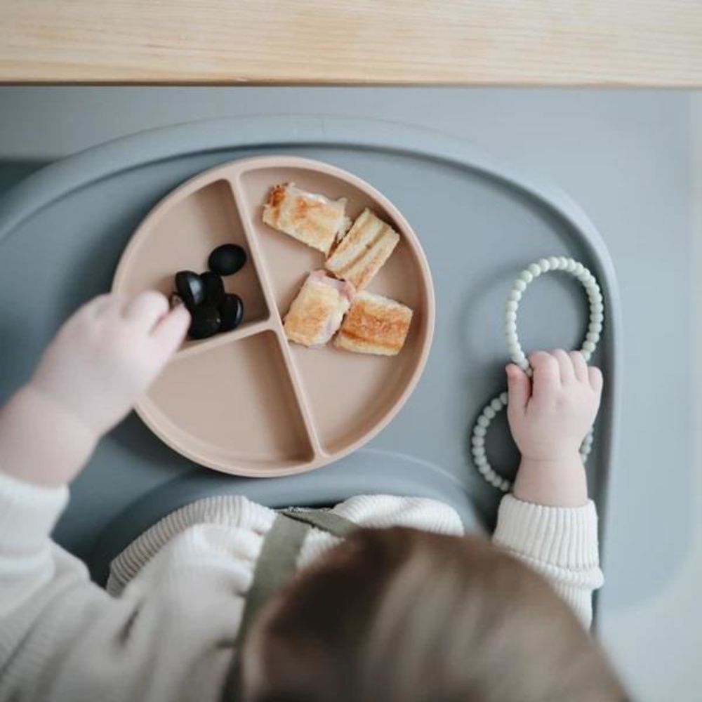 Mushie Beißring Perlen 3er Set, Mellow/Terracotta/Periwinkle, Armband aus Silikon, BPA-frei