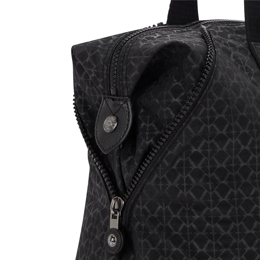 Kipling ART M, multifunktionale Tragetasche, Signature Emb (schwarz), Reisetasche mit Trolleyhalterung