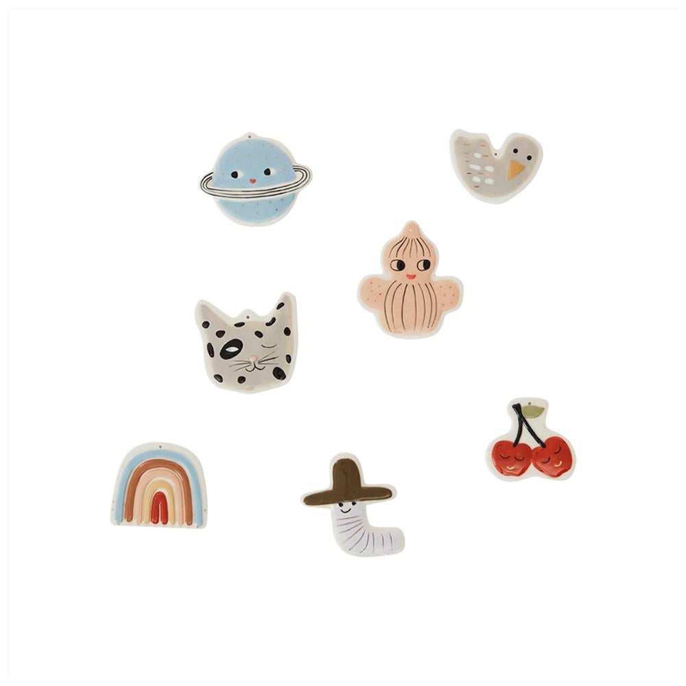 OYOY Mini - Keramikfiguren 7er Set, Hängedekoration fürs Kinderzimmer