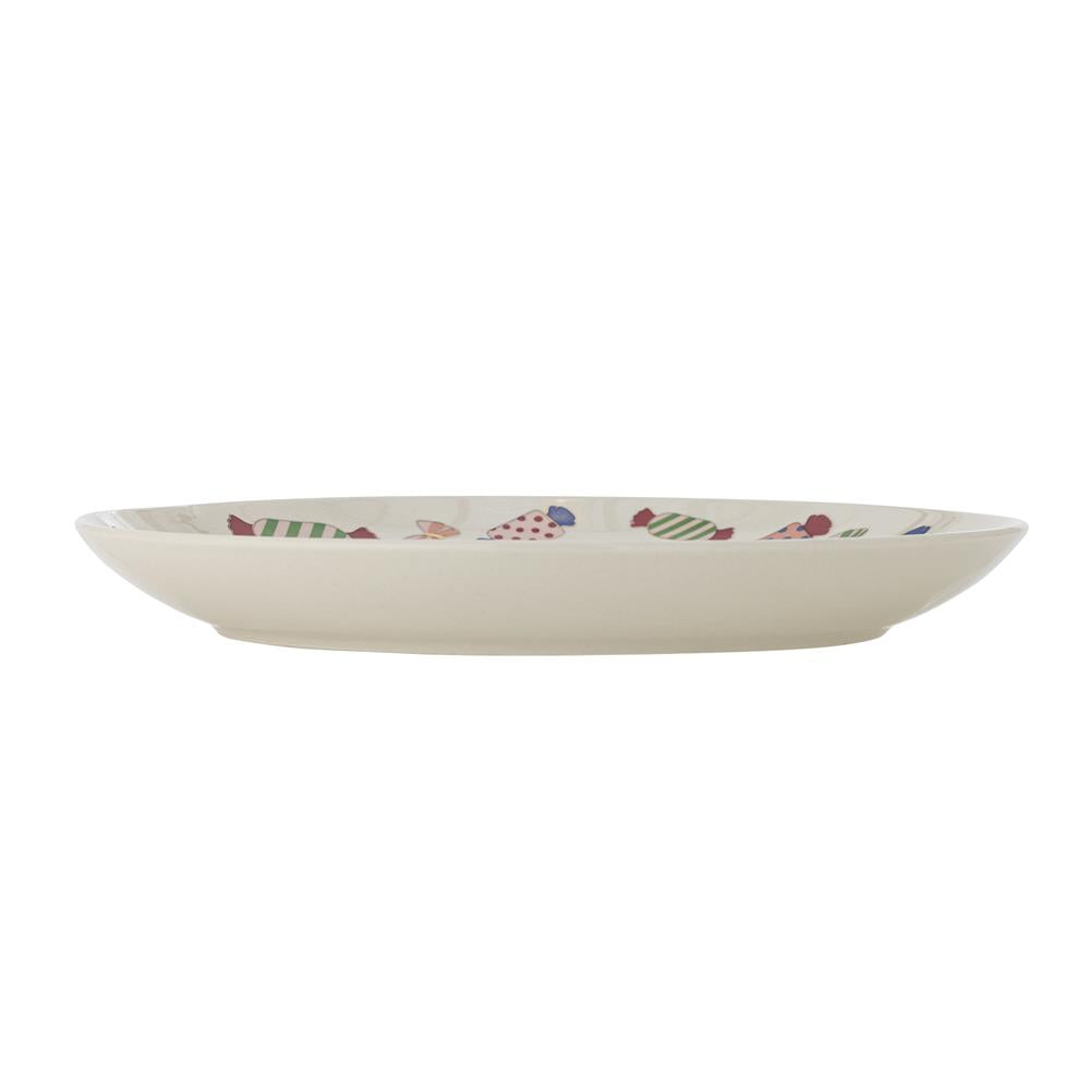Bloomingville Caramella Teller 30,5 cm bunt Steingut Servierteller mit Bonbonmotiv Weihnachten