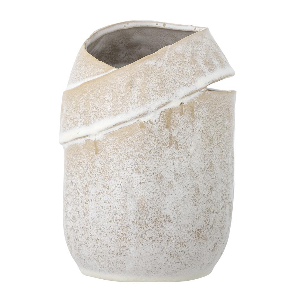 Bloomingville Abeera Vase – Steingut-Vase in Natur mit einzigartiger Glasur, 20 cm Höhe