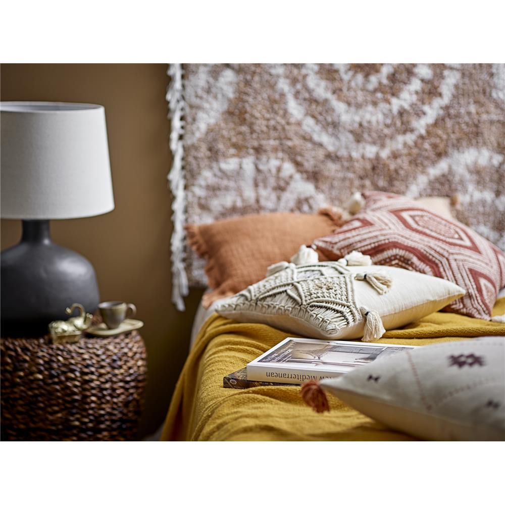 Bloomingville Ameli Kissen 45x45 cm, mit Quasten und Rautenmuster, aus Baumwolle in Naturfarben