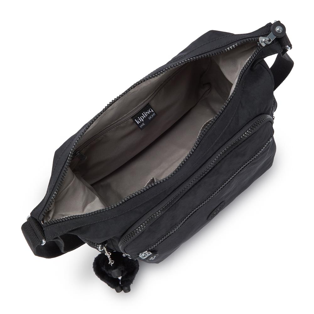 Kipling GABBIE M, Mittelgroße Umhängetasche, Black Noir (schwarz), Schultertasche mit Reißverschluss