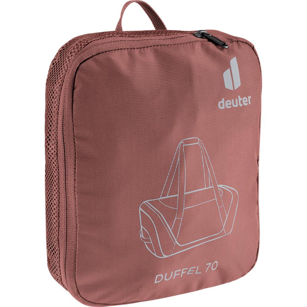 deuter Duffel 70, Reisetasche, caspia-raisin (braun), mit Seitentasche und Netzinnentasche