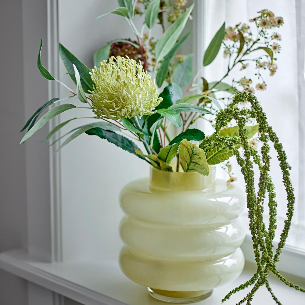 Bloomingville Sahara Vase Gelb Glas D21,5xH22 cm – mundgeblasene Glasvase