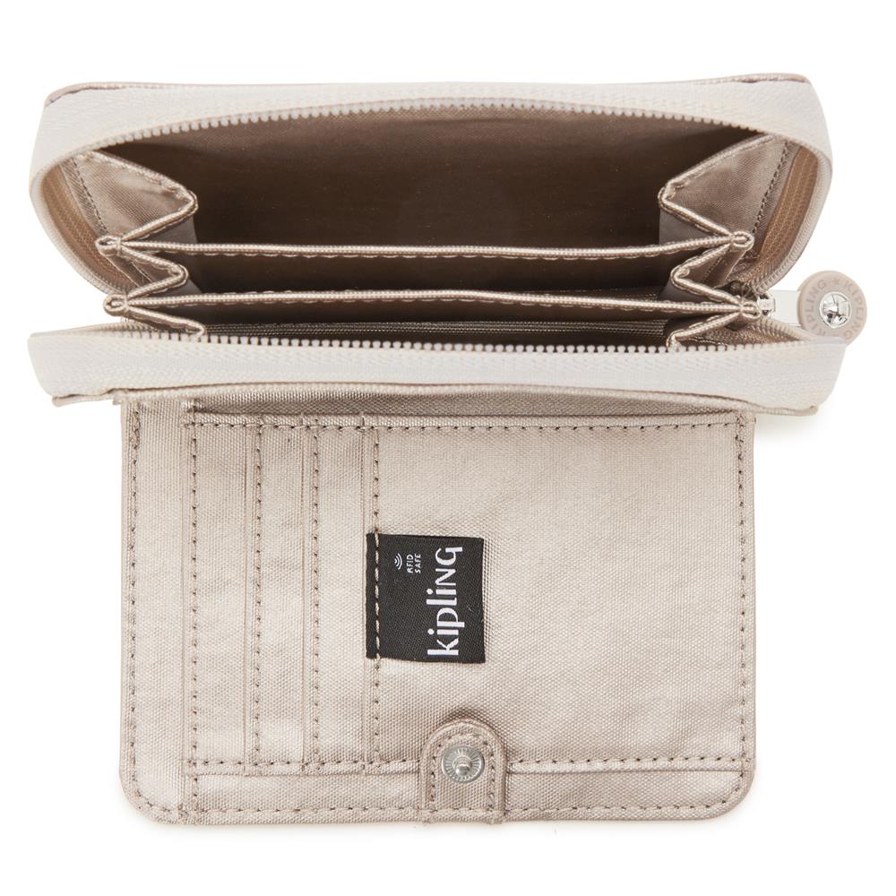 Kipling MONEY LOVE, Mittelgroßes Portemonnaie, Metallic Glow (beige), Geldbörse, Brieftasche