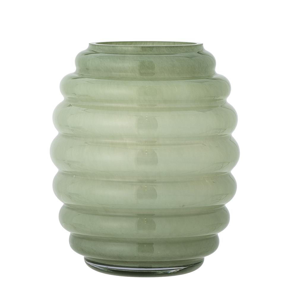 Bloomingville Saihah Vase in Grün, 24cm, aus Glas mundgeblasen