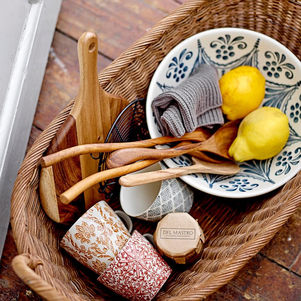 Bloomingville Heikki Schale – blaue Steingutschale, handbemalt, Ø 26,5 cm, 2 Liter