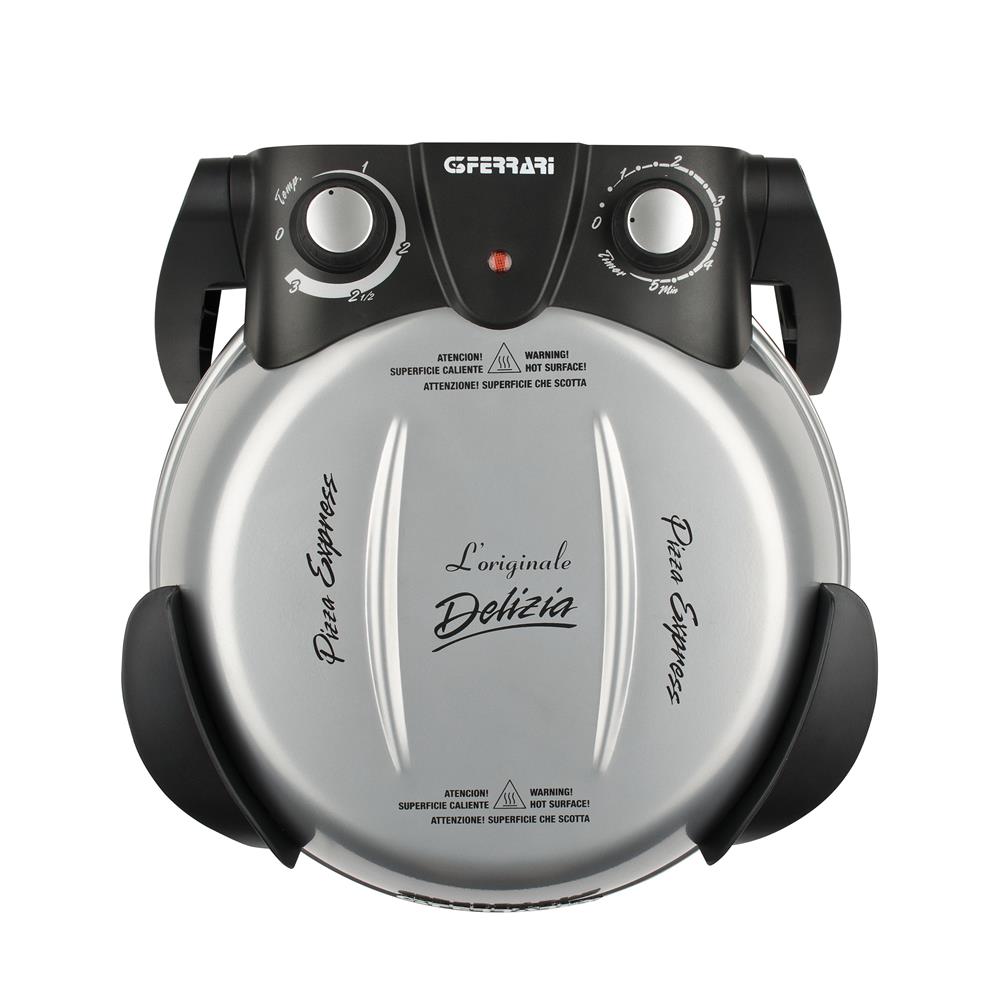 G3Ferrari elektrischer Pizzaofen Delizia 1200 W für Pizza Ø 31cm silber Pizzamaker mit feuerfestem Naturstein