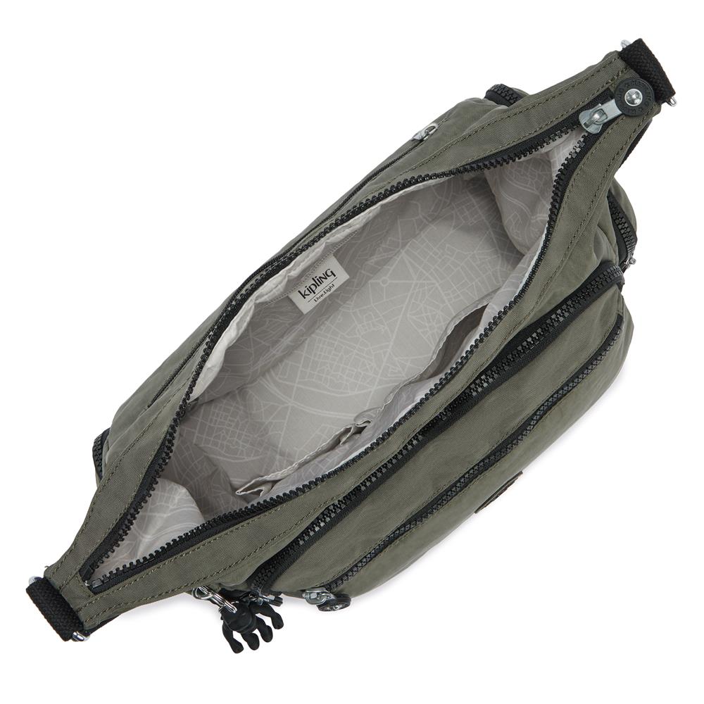 Kipling GABBIE M, Mittelgroße Umhängetasche, Green Moss (grün), Schultertasche mit Reißverschluss