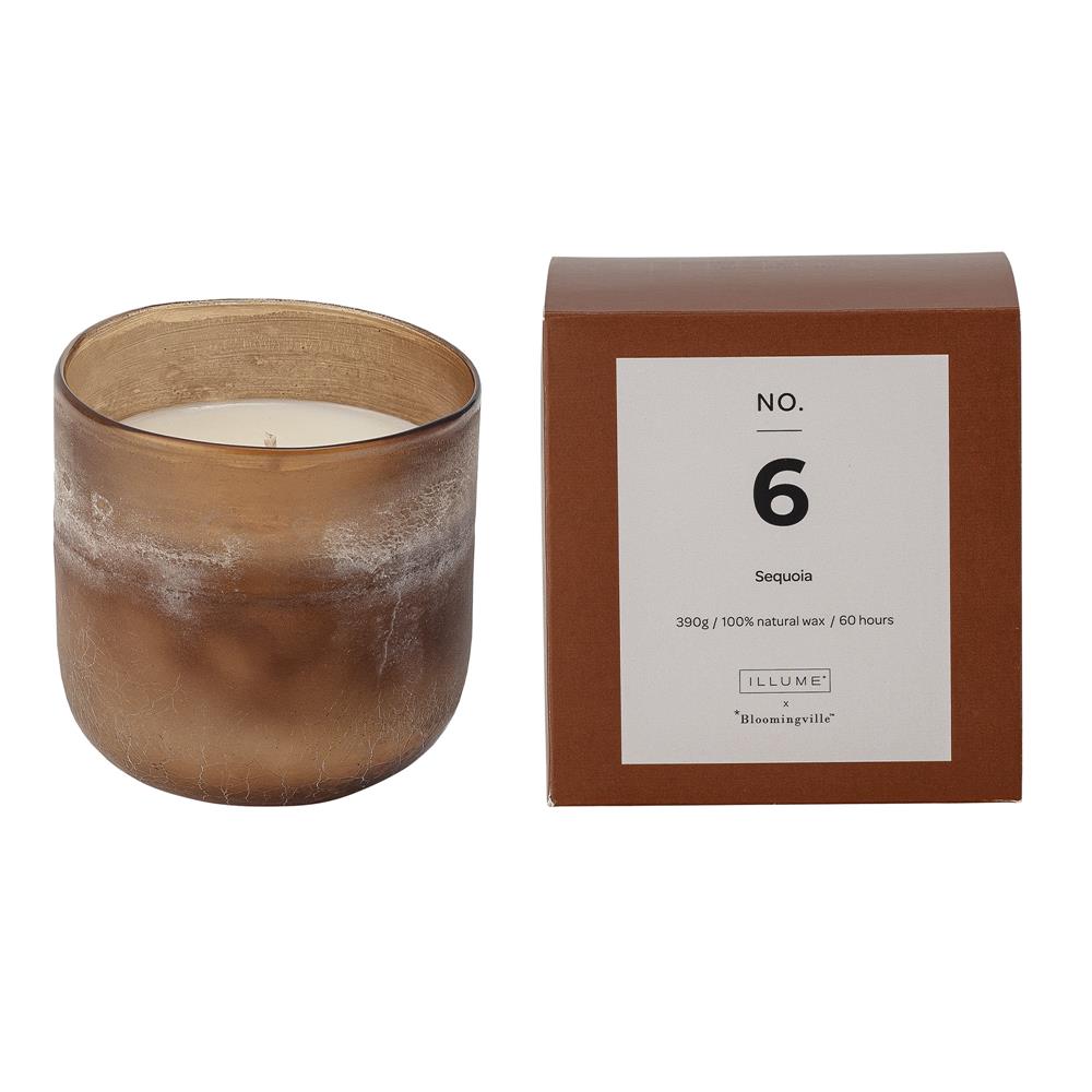 Bloomingville NO. 6 - Sequoia Duftkerze, Braun, Natürliches Wachs, 390G - 60 Hour - Gift Box - D10xH10,50 cm