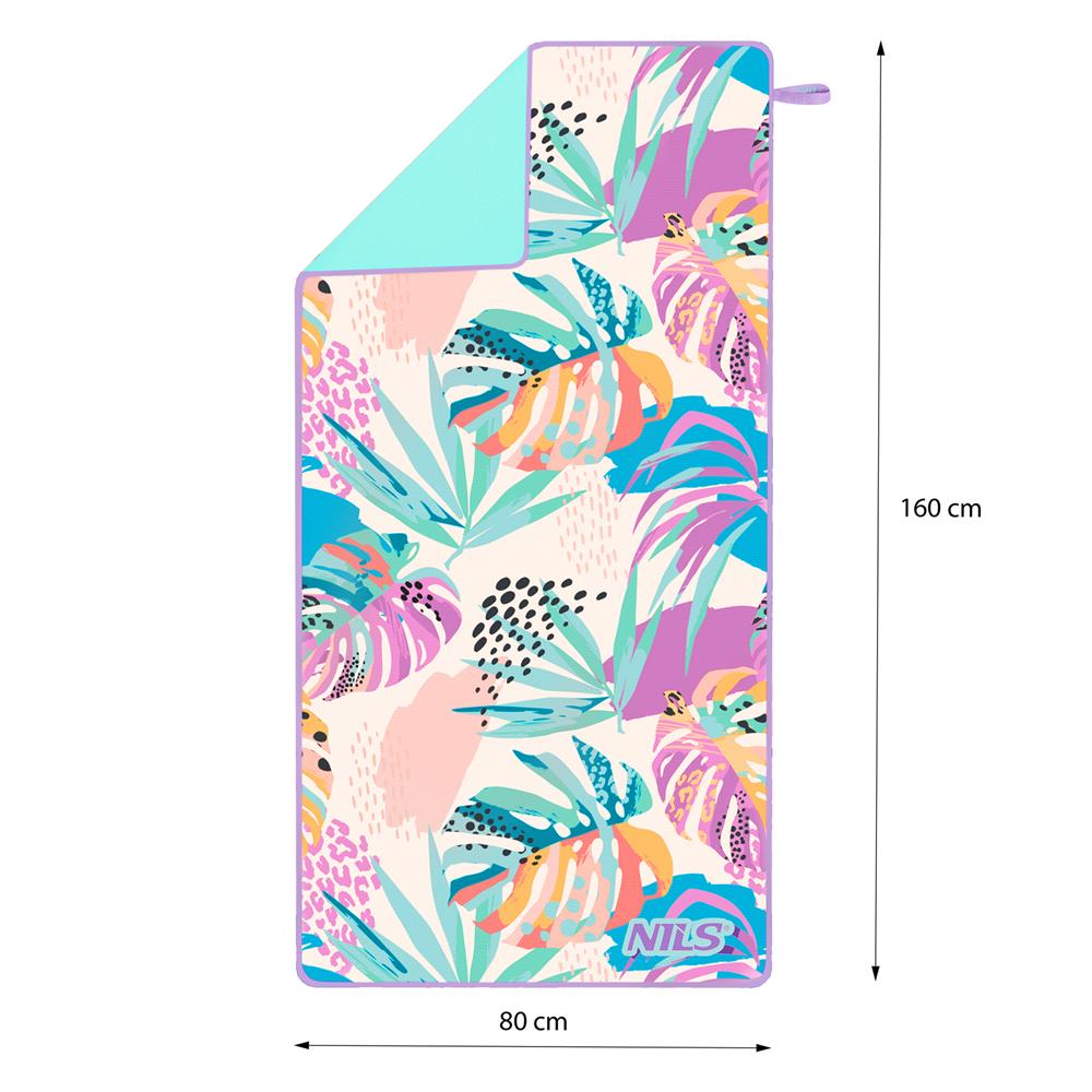 NILS Mikrofaserhandtuch 160x80 cm Flora - schnelltrocknendes Handtuch für Camping, Strand & Sport