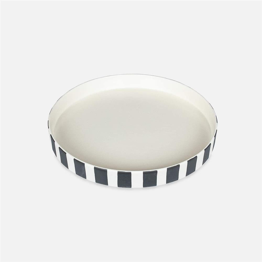 OYOY Toppu Tablett - 27x9 cm, Schwarz/Weiß gestreift - als Tortenständer, Tortenplatte, Obstschale