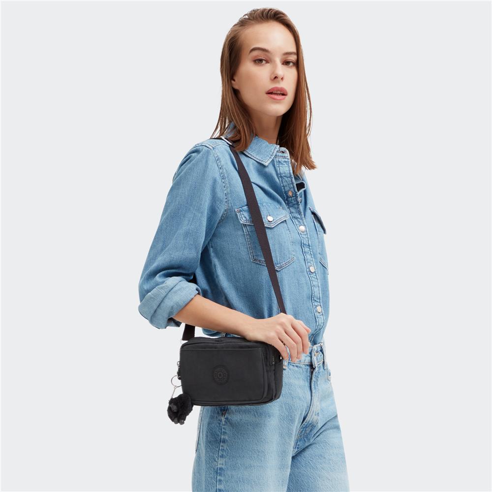 Kipling ABANU MULTI, 2-in-1-Crossbody- und Bauchtasche, Black Noir (schwarz), Schultertasche