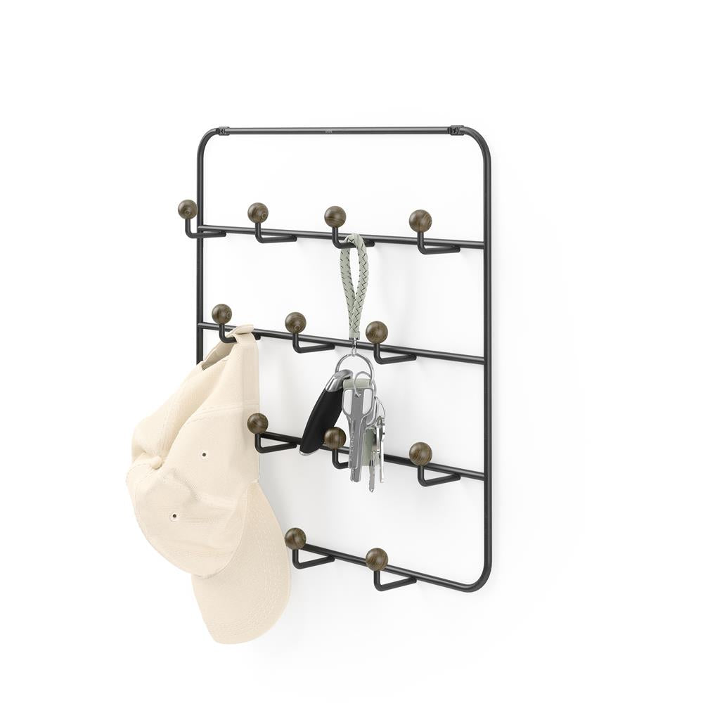 Umbra Estique Multifunktionale Türgarderobe mit 14 Haken, Türhaken ohne Bohren, Wandgarderobe in Schwarz