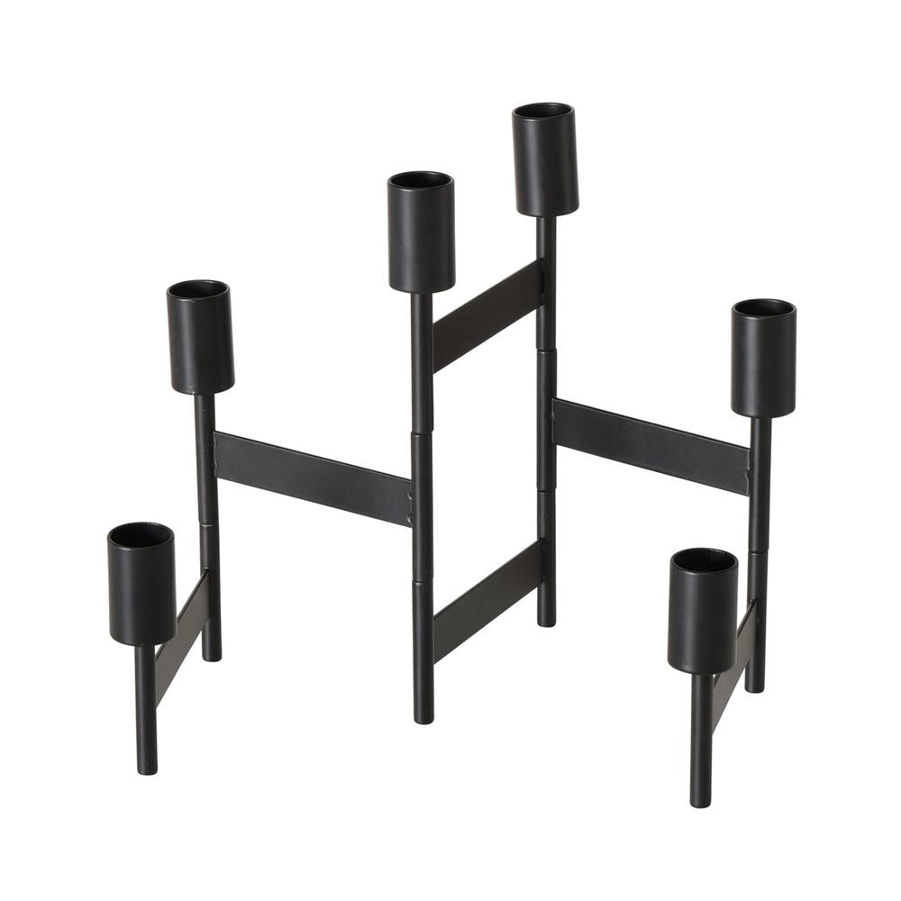 BOLTZE Kerzenleuchter Kalika in Schwarz, eleganter Kerzenleuchter aus Metall