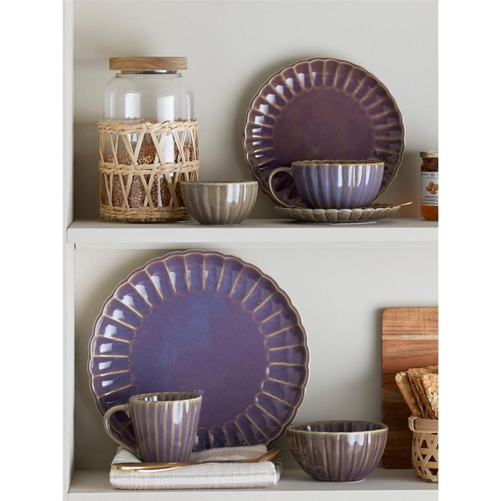 Bloomingville Latina Teller, Violett, 27 cm, Steingut, Speiseteller, dänisches Design