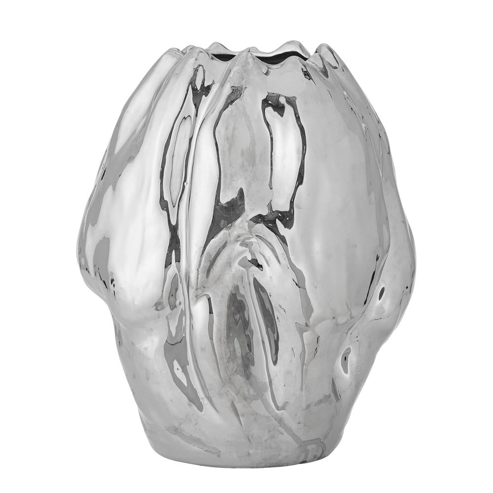 Bloomingville Bobby Vase Silber Steingut 23,5x29cm