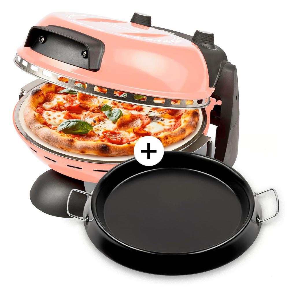 G3Ferrari Delizia Pizzaofen Anniversary Coral plus Passion für Pizza Ø 31cm mit Wende-Pizzastein und Pfanne