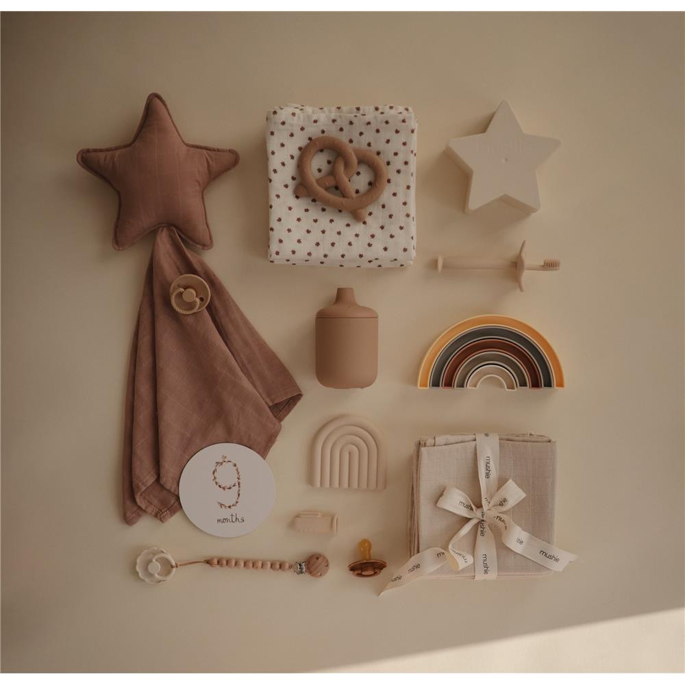 Mushie Musselin-Spucktücher 3er-Pack, Bloom, Mulltücher aus 100% Bio-Baumwolle