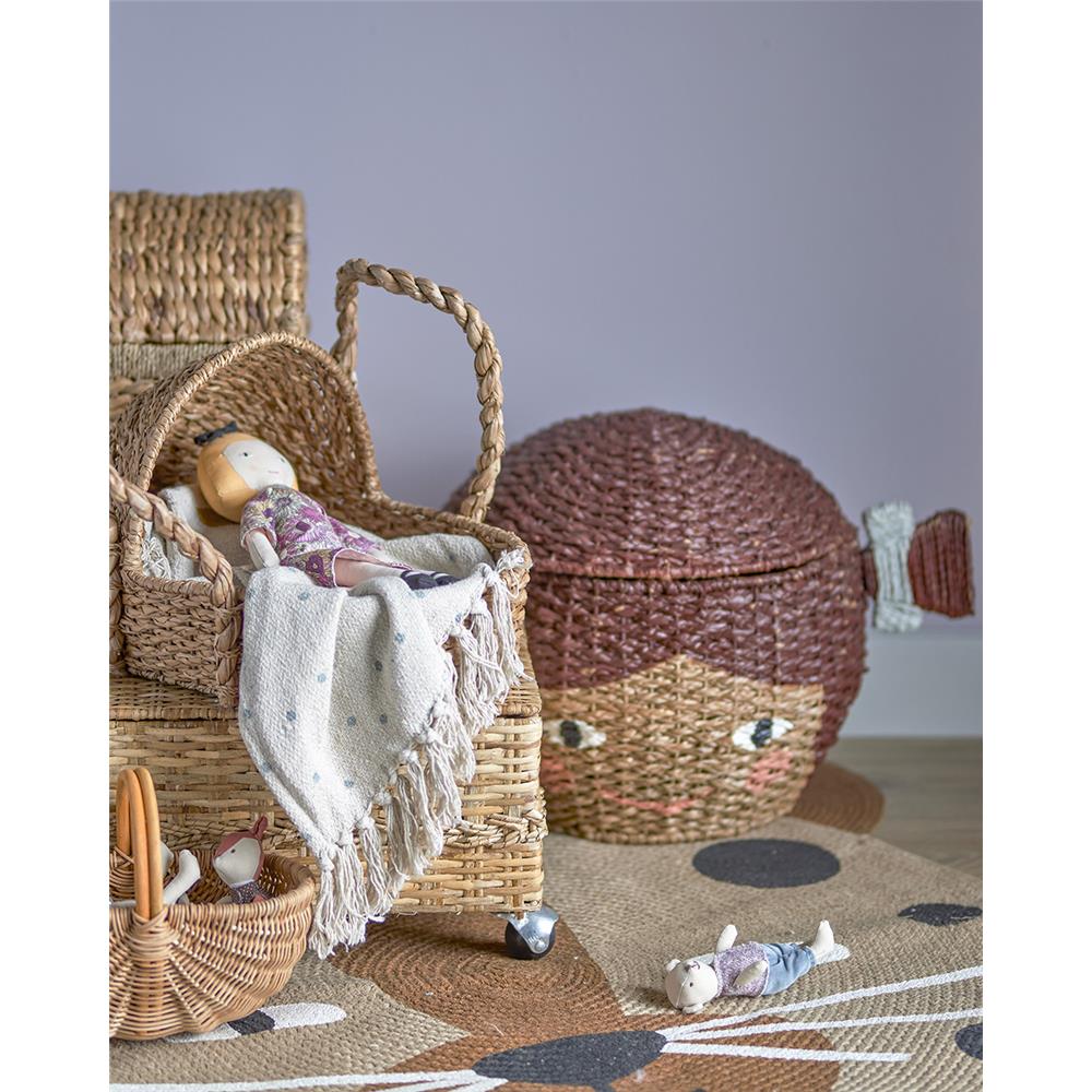 Bloomingville MINI Lill Korb mit Deckel Bankuangras Weide Braun 62 x 44 x 40,5 cm