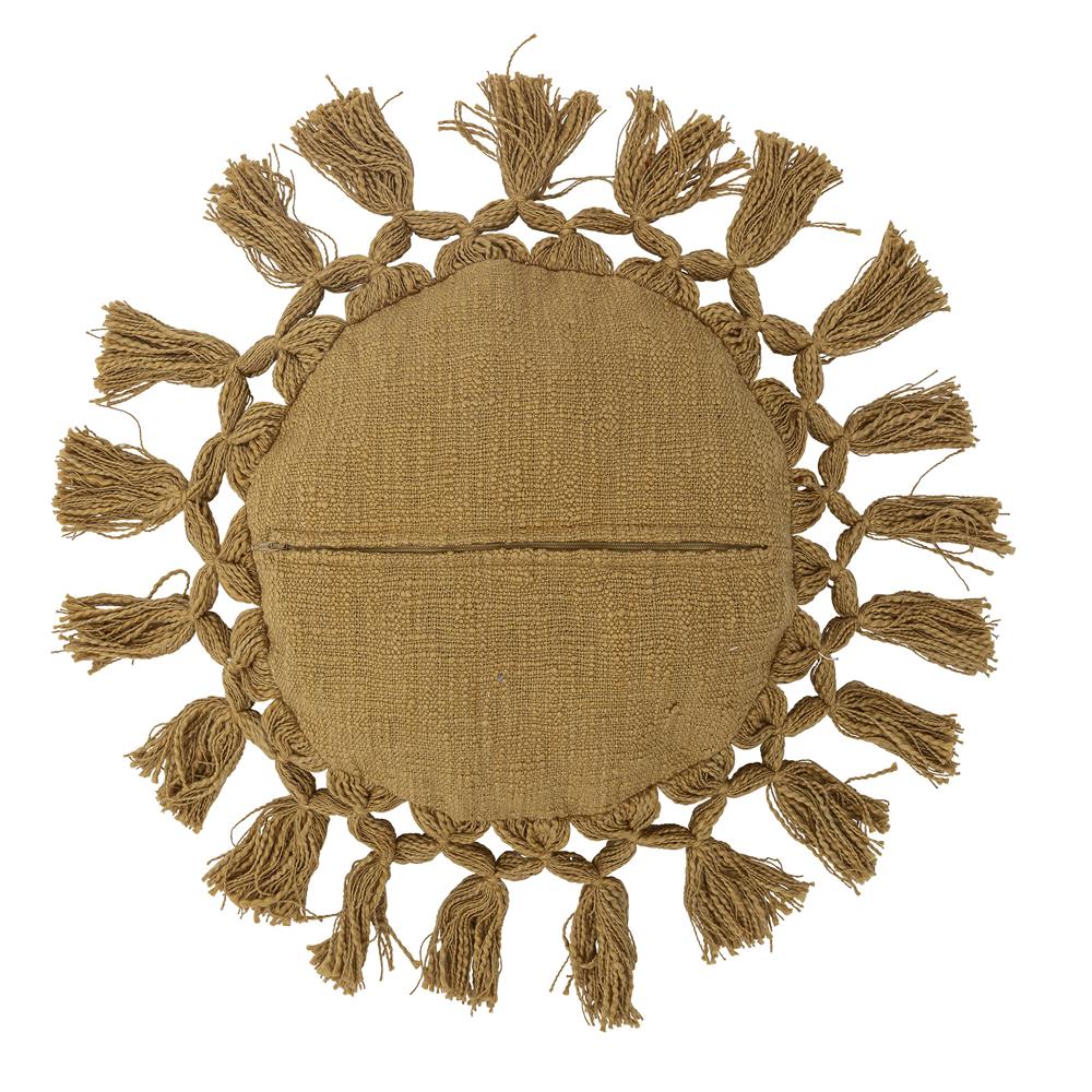 Bloomingville MINI Elinna Kissen, Gelb, Baumwolle, rund, 34 cm, mit großen Quasten