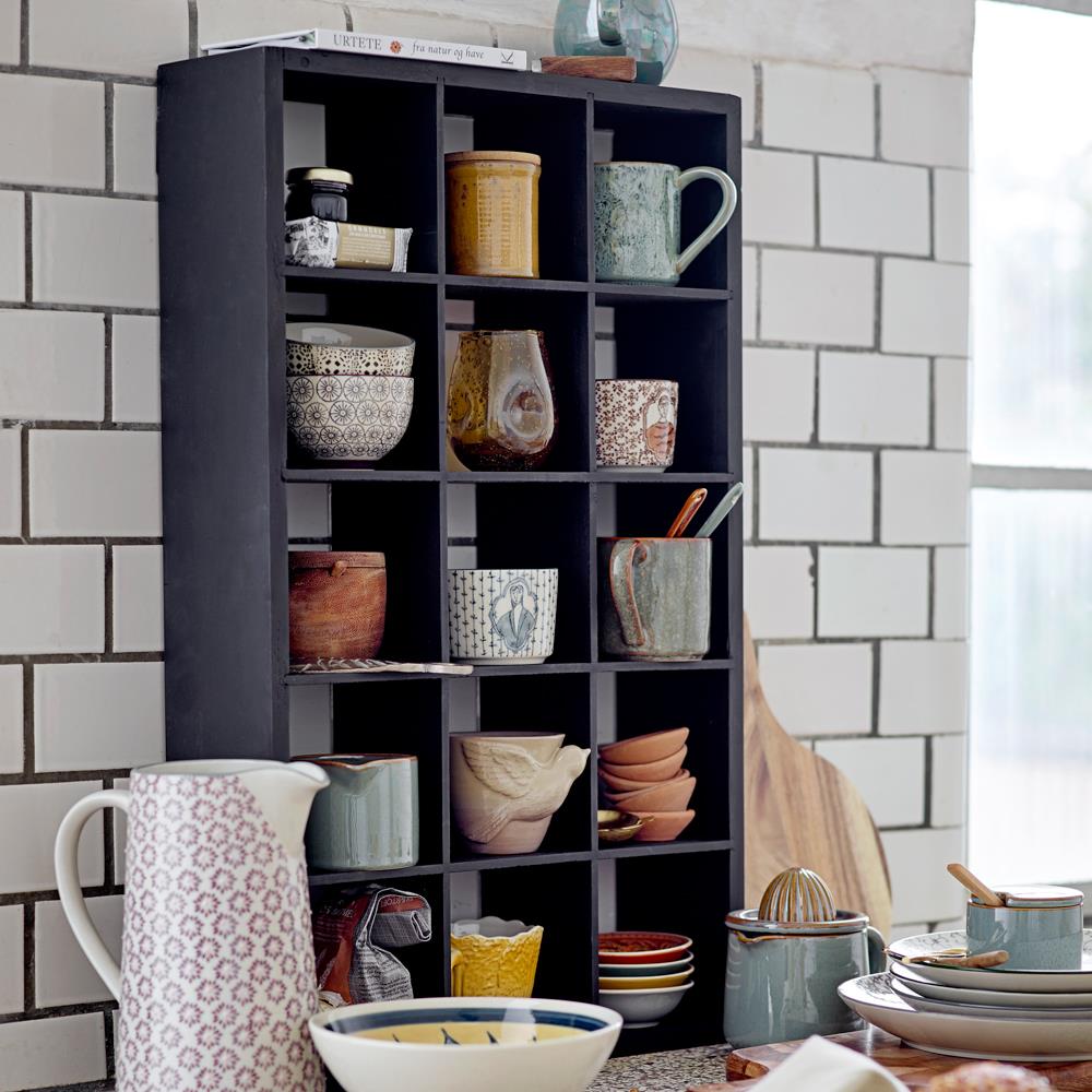 Bloomingville Olinn Regal schwarz aus Tannenholz – Wandregal für Küche & Wohnzimmer