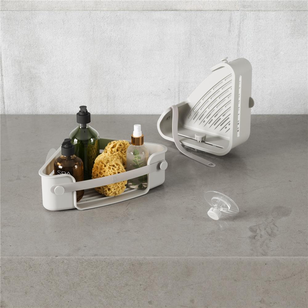 Umbra Flex Eckduschablage zum Kleben, in Grau, rostfreies Eckduschregal, ohne Bohren