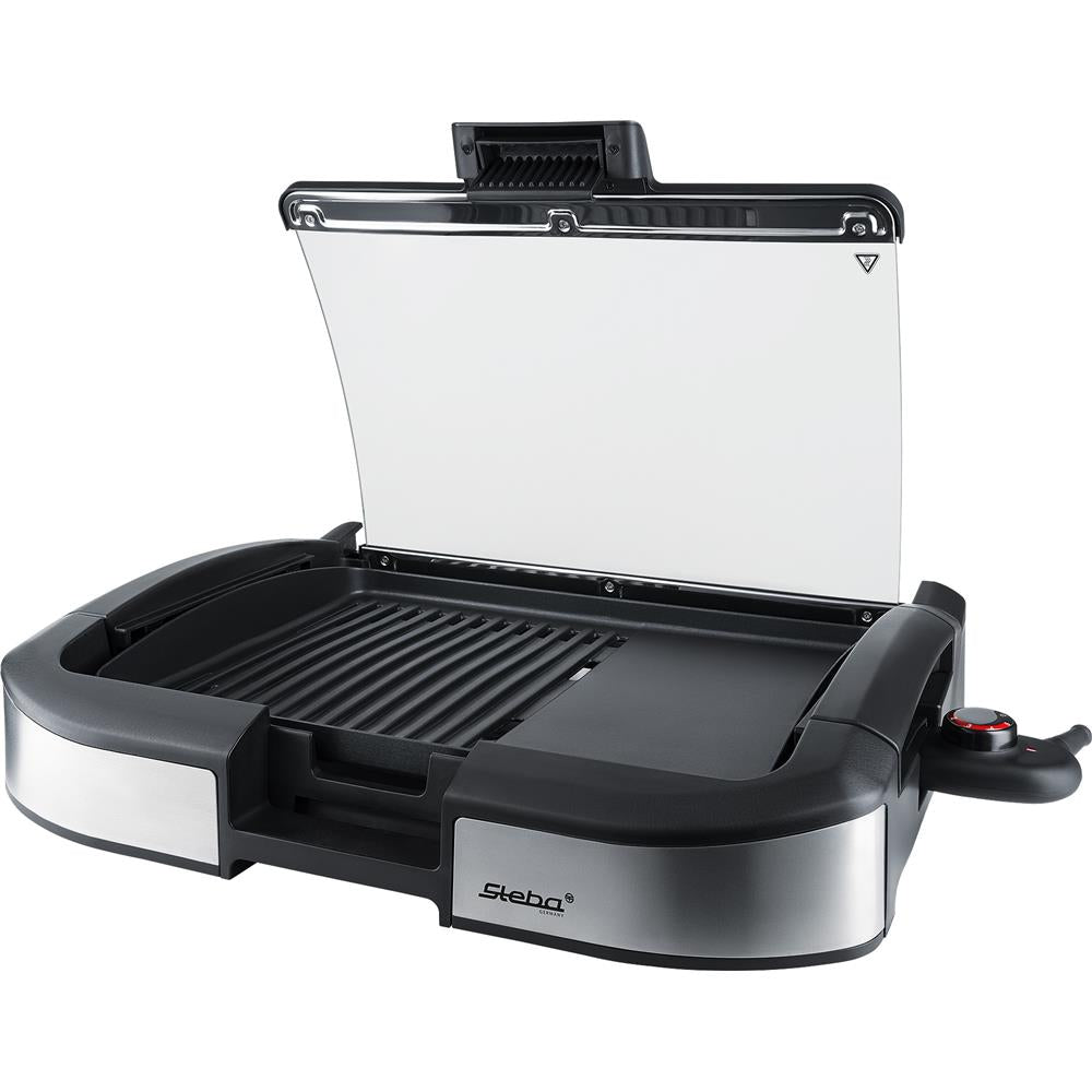 Steba VG 195 BBQ Tischgrill elektrisch 2200W – Antihaftbeschichtet, Glasdeckel
