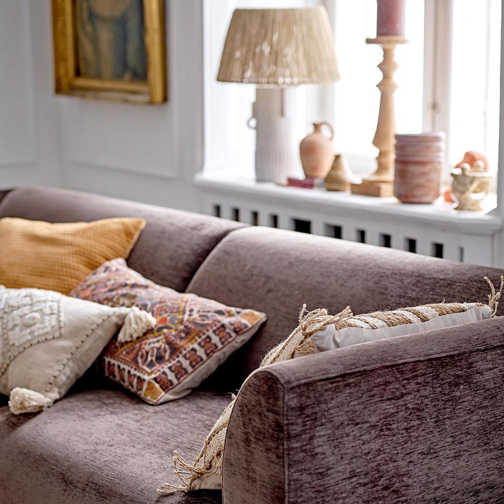 Bloomingville Emalie Kissen Braun 60x35 cm – Baumwolle & Polyester, gestickt