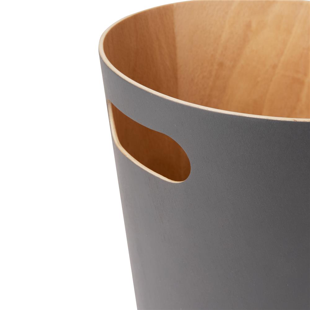Umbra Woodrow Abfalleimer, Anthrazit/Holz, 7,5 Liter, Zweifarbiger Papierkorb