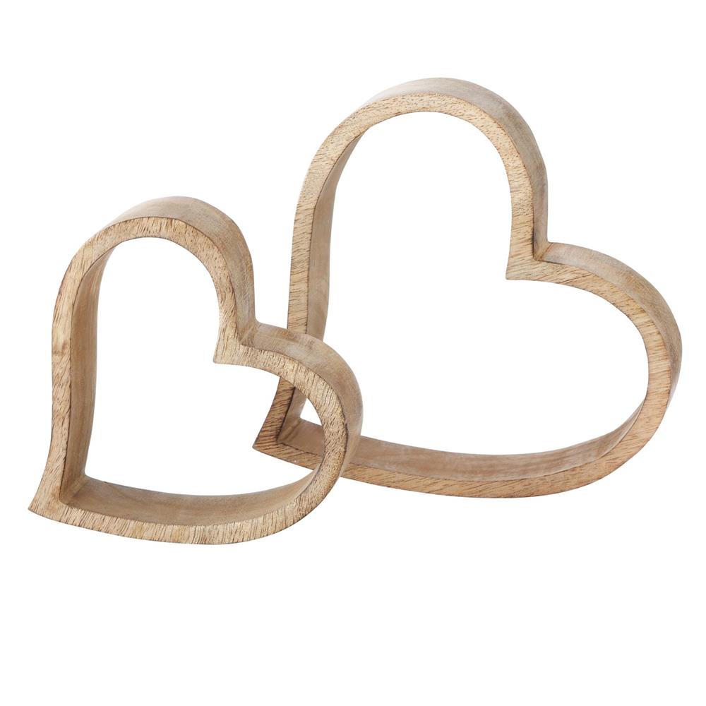BOLTZE Dekoaufsteller Flachau 2er Set Herzform Mangoholz