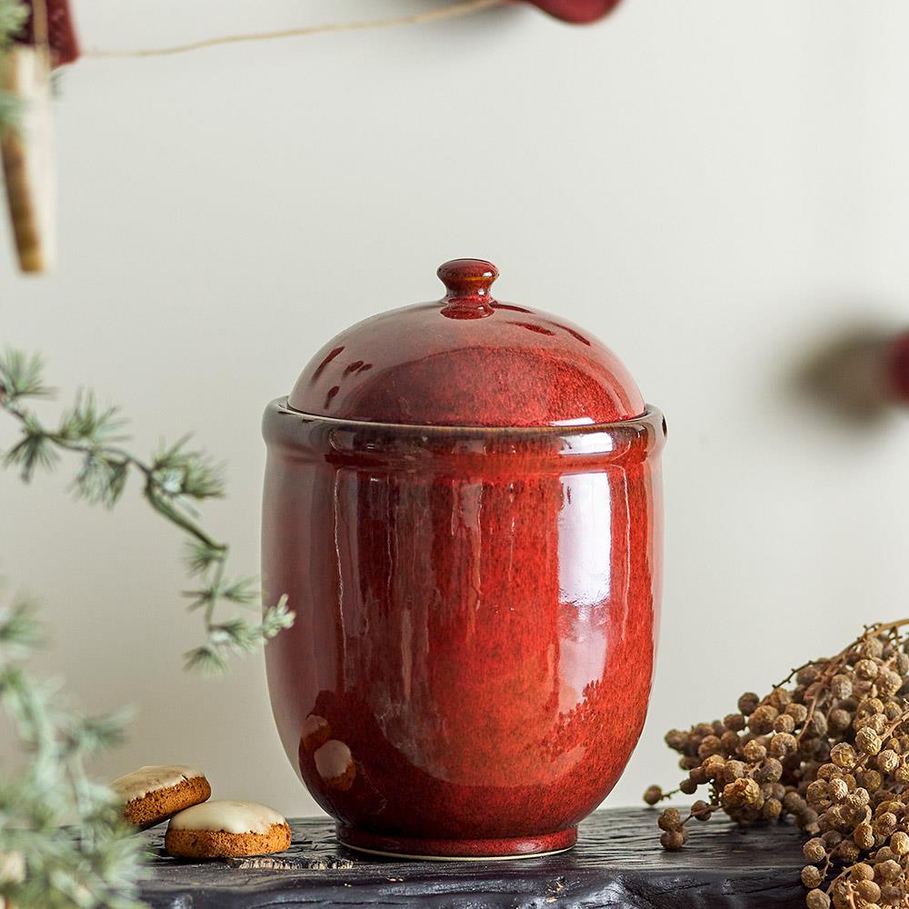 Bloomingville Jenifer Gefäß mit Deckel – Keksdose in Rot, Weihnachten, dänisches Design