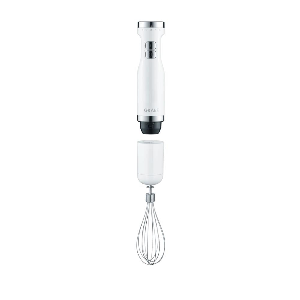 GRAEF Stabmixer HB 501 mit 3-teiliges Zubehör-Set Mixstab Pürierstab Zerkleinerer Weiß/Edelstahl
