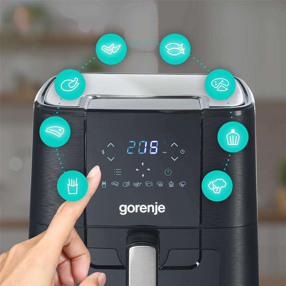 Gorenje AF1350DWB Heißluftfritteuse mit Sichtfenster 1350W 5,4L Antihaft Beschichtung schwarz