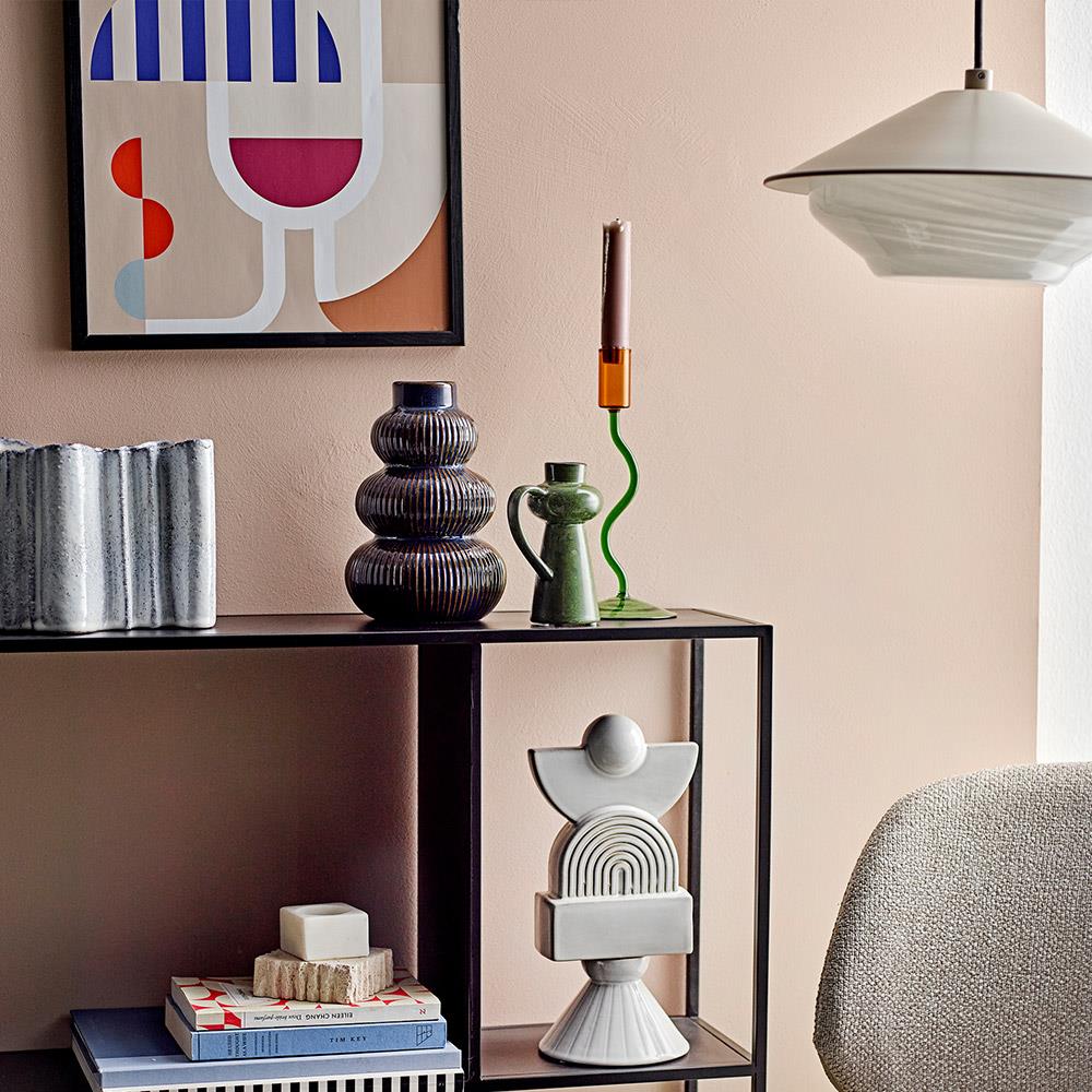 Bloomingville Ada Kerzenhalter, Grün, Glas, mundgeblasen, 22 cm, modernes Design